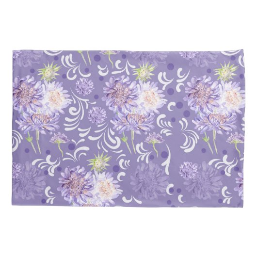 草木花の水彩模様 枕カバー (裏面)