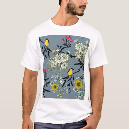 草木花ローワンシームレス背景 Tシャツ (正面)