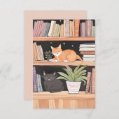 草木、猫、本 – 猫の美意識 サンキューカード (正面/裏面)