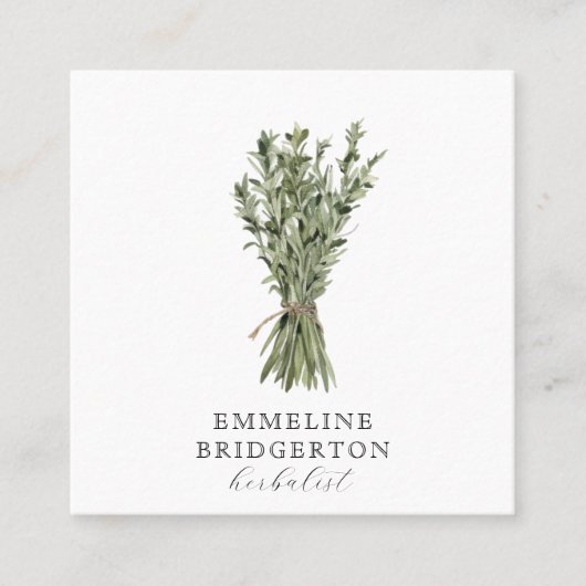 草本植物の水彩 スクエア名刺 (正面)