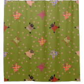 草柄に手を使った格好の猫 シャワーカーテン (正面)