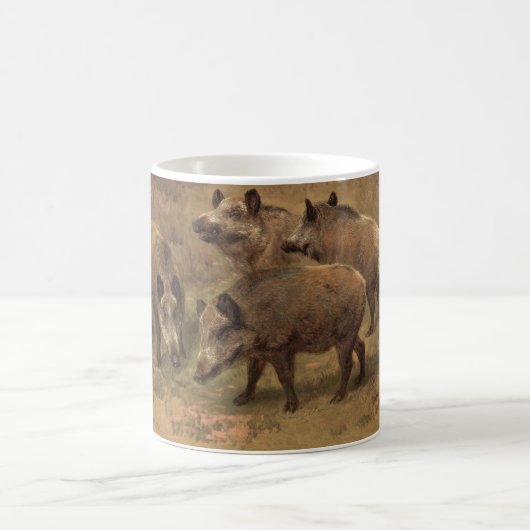 草深い風景の中の4つの猪(Rosa Bonheur) コーヒーマグカップ (中央)