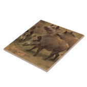 草深い風景の中の4つの猪(Rosa Bonheur) タイル (側面)