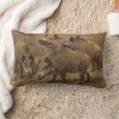 草深い風景の中の4つの猪(Rosa Bonheur) ランバークッション (ブランケット)
