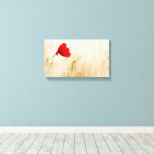 草独身の畑の赤いポピー キャンバスプリント (インサイチュ (ウッドフロア))