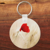草独身の畑の赤いポピー キーホルダー (正面)