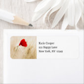 草独身の畑の赤いポピー ラベル (インサイチュ)