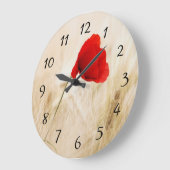 草独身の畑の赤いポピー ラージ壁時計 (傾斜)