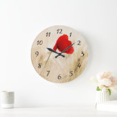 草独身の畑の赤いポピー ラージ壁時計 (ホーム)