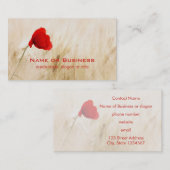 草独身の畑の赤いポピー 名刺 (正面/裏面)