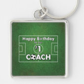 草球付きサッカーコーチ誕生日 キーホルダー (正面)