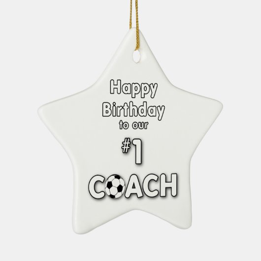 草球付きサッカーコーチ誕生日 セラミックオーナメント (右)
