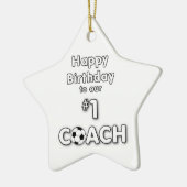 草球付きサッカーコーチ誕生日 セラミックオーナメント (左)