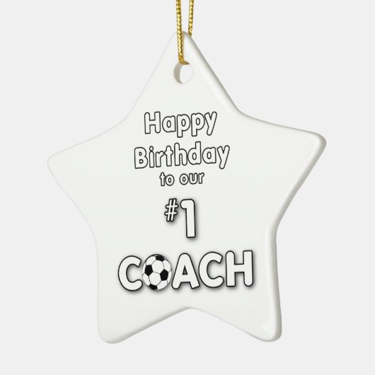 草球付きサッカーコーチ誕生日 セラミックオーナメント (左)