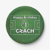 草球付きサッカーコーチ誕生日 ペーパープレート (正面)