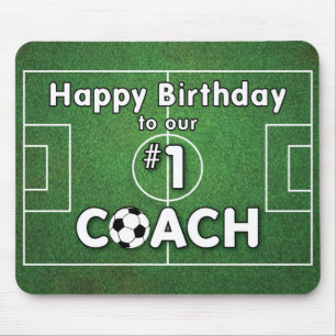 草球付きサッカーコーチ誕生日 マウスパッド