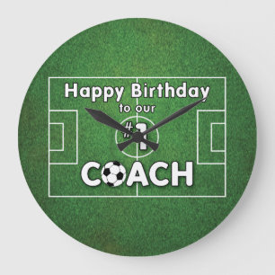 草球付きサッカーコーチ誕生日 ラージ壁時計
