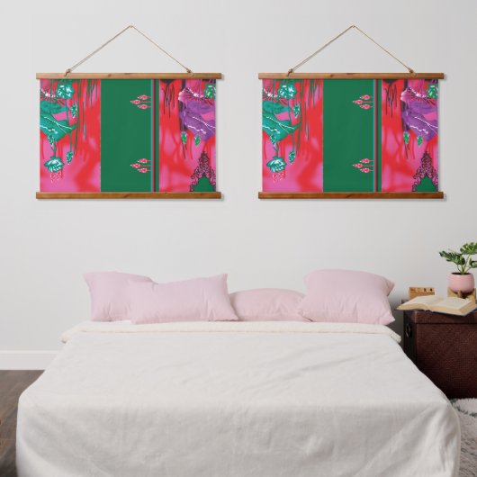 草絵を描畑の蛙 吊り下げ型タペストリー (寝室)