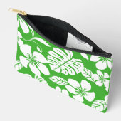 草緑色のピンクのビキニ模様 アクセサリーポーチ (見開き)