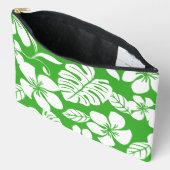 草緑色のピンクのビキニ模様 アクセサリーポーチ (見開き)