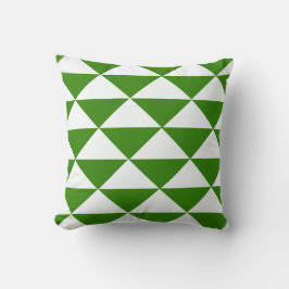 草色および白の三角形 クッション