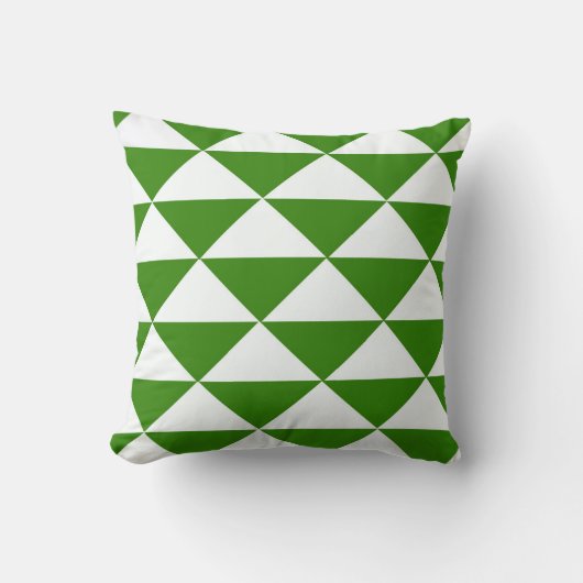 草色および白の三角形 クッション (正面)