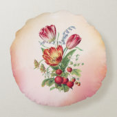 草花が神の聖書の聖句の言葉を消す ラウンドクッション (裏面)