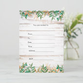 草花のラスティック水彩の招待状を記入してください 招待状 (スタンド正面)