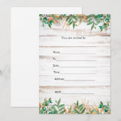 草花のラスティック水彩の招待状を記入してください 招待状 (正面/裏面)