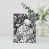 草花の老人デジタルアート ポストカード (スタンド正面)