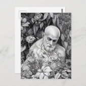 草花の老人デジタルアート ポストカード (正面/裏面)