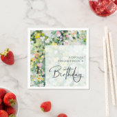 草花エレガント誕生日 スタンダードカクテルナプキン (インサイチュ)