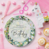草花エレガント誕生日 ペーパープレート (パーティー)