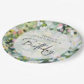 草花エレガント誕生日 ペーパープレート (アングル)