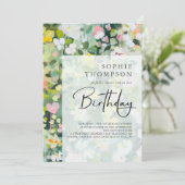 草花エレガント誕生日 招待状 (スタンド正面)