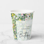 草花エレガント誕生日 紙コップ (裏面)