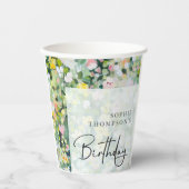草花エレガント誕生日 紙コップ (正面)