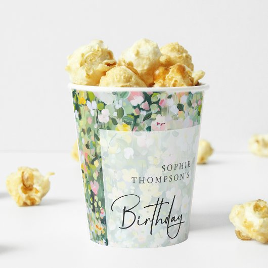 草花エレガント誕生日 紙コップ