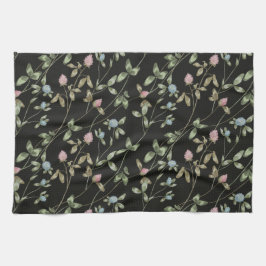 草花クローバープリントカントリーハウス キッチンタオル