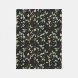 草花クローバープリントカントリーハウス フリースブランケット