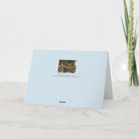 草花付き古錆びた農業用種掘り機 カード (裏面)