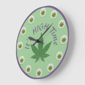 草葉の緑の紫の高い時間カスタムだ ラージ壁時計 (傾斜)