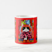 草間彌生のキュートなネコのマグカップとしての献上品 コーヒーマグカップ (中央)