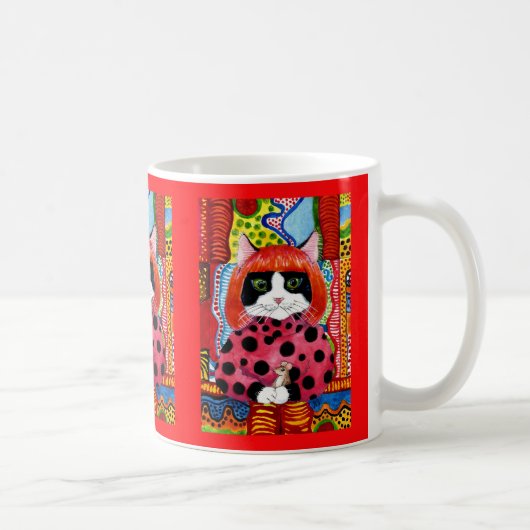 草間彌生のキュートなネコのマグカップとしての献上品 コーヒーマグカップ (右)