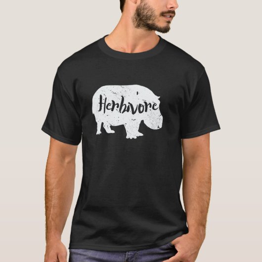 草食カバ好きヴィーガン動物のシルエット Tシャツ (正面)