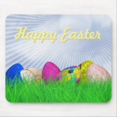 草飾のイースターの卵 |白いサンビーム マウスパッド (正面)