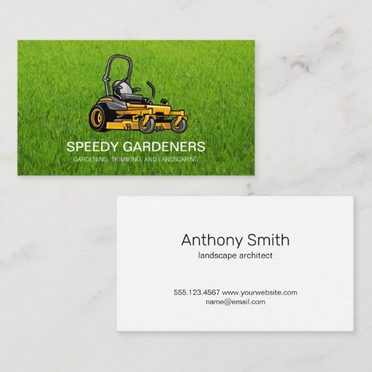 草 |ランドスキャパー芝刈り機アイコン名刺 名刺 (正面/裏面)