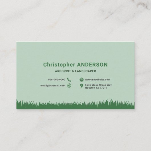 草、木のシルエット – アーボリスト&ランドスキャパー 名刺 (裏面)