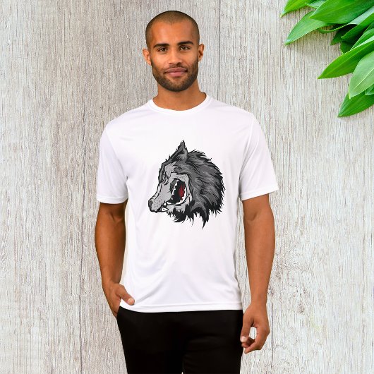 荒々しいオオカミの頭部 力強い野生動物 Tシャツ