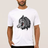 荒々しいオオカミの頭部 力強い野生動物 Tシャツ (正面)